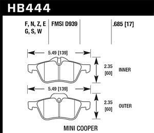 Hawk Performance HB444Z.685 Performance Ceramic Disc Brake Pad Fits 02-09 Cooper