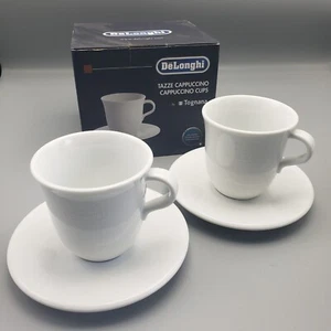 De'Longhi DLSC309 Porcelain Cappuccino Cup Set 9oz 2pc Italian White Durable - Picture 1 of 8