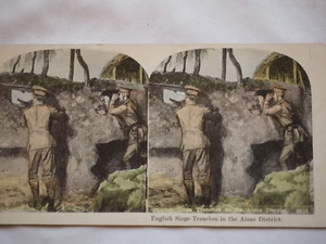 ENGLISH SIEGE TRENCHES IN THE ALSINE DISTRICT #9325 Antique Stereoview Card - Picture 1 of 3