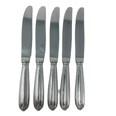 Facas de jantar Noritake aço inoxidável ventilador Fleur De Lis talheres brilhantes Japão 5 peças - Imagem 1 de 2