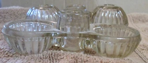 Vintage Clear Glass Double Salt Cellar With Toothpick Holder Ribbed Edges  - Picture 1 of 3