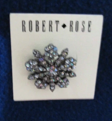 NEW ROBERT ROSE VINTAGE BROOCH PIN RINESTONES MULTI-COLOR PURPLE BLUE - Image 1 of 4