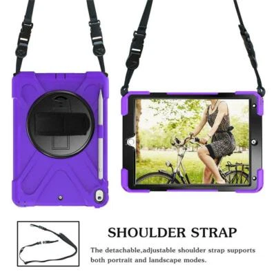 Shockproof Armor Heavy Duty Case Cover with Shoulder strap For Apple iPad models - Image 1 of 4