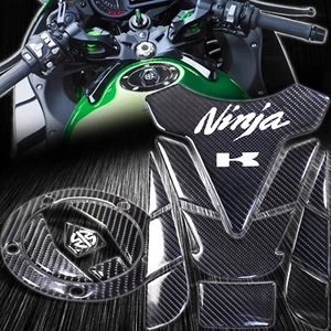 Real Carbon Fiber Gas Tank Pad+Fuel Cap Cover Guard 15-20 Ninja H2/H2R/ZX-10R - Picture 1 of 10
