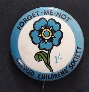 c.1950s- Australia Forget- Me - Not Crippled Children's Society  1/- Badge / Pin - Picture 1 of 3