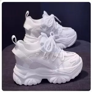 Scarpe per donna con zeppa interno 10cm con lacci piattaforma doppia casual - Foto 1 di 8