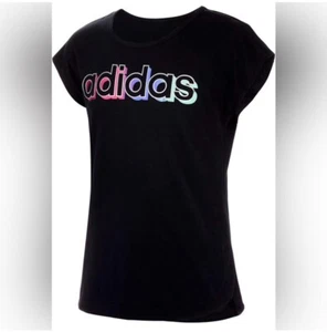 Adidas ~ Girls' Short Sleeve Side Slit Black T-Shirt - Size L (14) NWOT - Picture 1 of 7