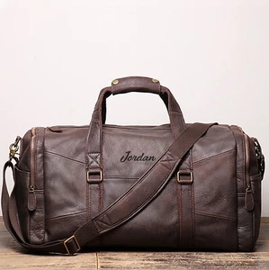 Personalisierte Nacht 21 Zoll Weekender Seesack Fitnesstasche, Vollnarbenledertasche - Bild 1 von 28