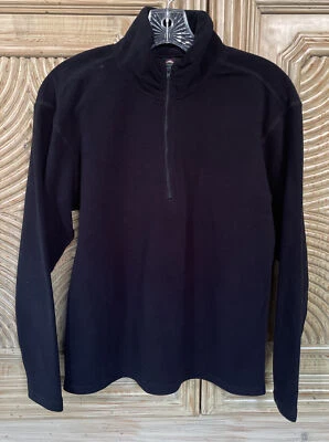 MARKER ЖЕНЩИН ЧЕРНЫЙ МЯГКИЙ ФЛИСОВЫЙ ПУЛОВЕР 1/4 МОЛНИИ ВЕРХНИЙ ОТЛИЧНОМ - Изображение 1 из 4