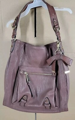 Jessica Simpson Unique Purple Distressed Shoulder HandBag  Animal Print Bow Tote - Image 1 of 4