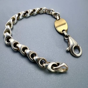 Dobbs Boston Sterling ID Heavy Link Bracelet 18k 7.5" - Picture 1 of 8
