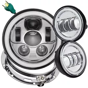Kit de luces puntuales LED Eagle Lights 7" cromo generación 3 y anillo Harley Touring - Imagen 1 de 17