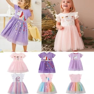 Toddler Tulle Dress Printed Outfit Birthday Princess Party Girls Summer Skirts - Picture 1 of 28