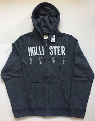 Sudadera con Capucha Hollister Surf Gris Oscuro Logo Cremallera Completa Para Hombre Talla S M L!! Foto 1 de 4