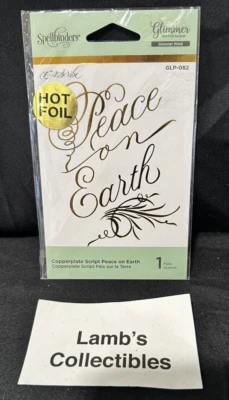 Spellbinders Glimmer Hot Foil Plate Foil Stylish Script Peace on Earth GLP-082 - Image 1 of 4
