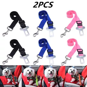 2PCS Cat Dog Pet Safety Seatbelt For Car Seat Belt Adjustable Harness Lead New - Picture 1 of 13