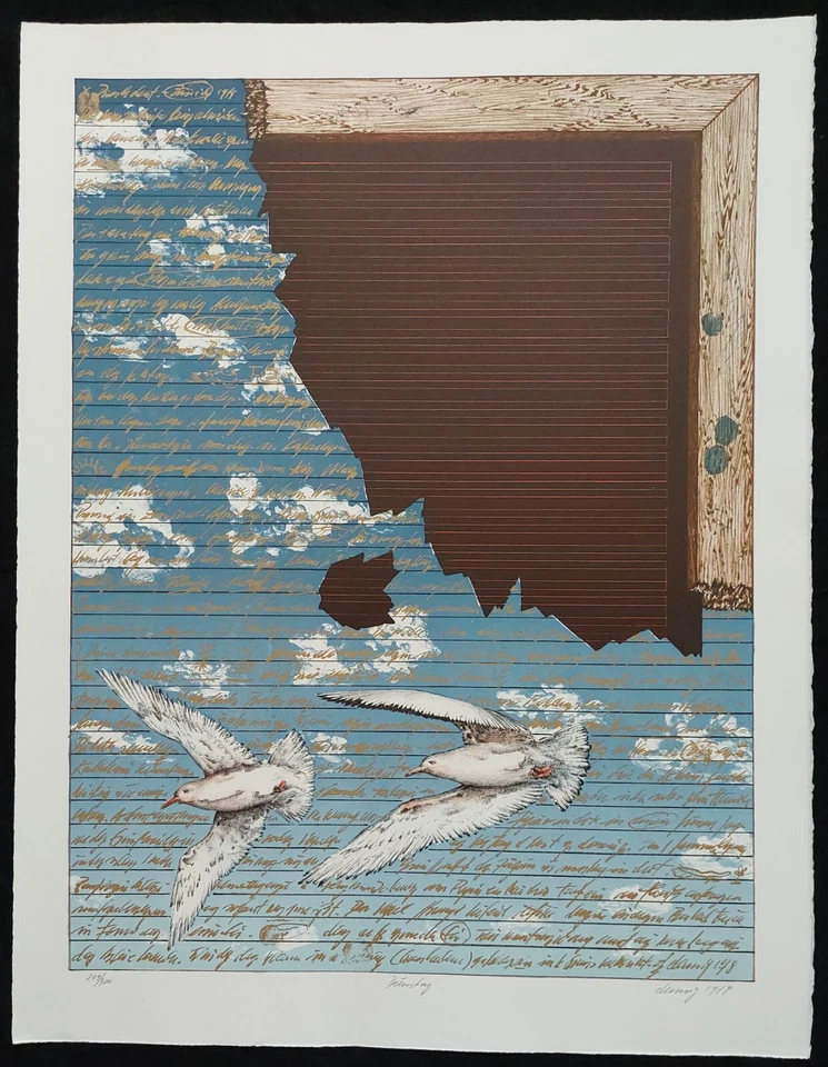 K. H. Denning Grafik Farblithographie Dienstag nummeriert signiert 1978  - Bild 1 von 4