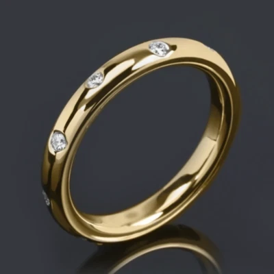 Engagement Diamond Band 18k Yellow Gold Lab Grown Round 0.30 Carat Wedding Women - Image 1 of 4