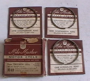 TRIUMPH T15 150cc TERRIER +020 PISTON RINGS SET WELLWORTHY MILE MASTER M-69 - Picture 1 of 1