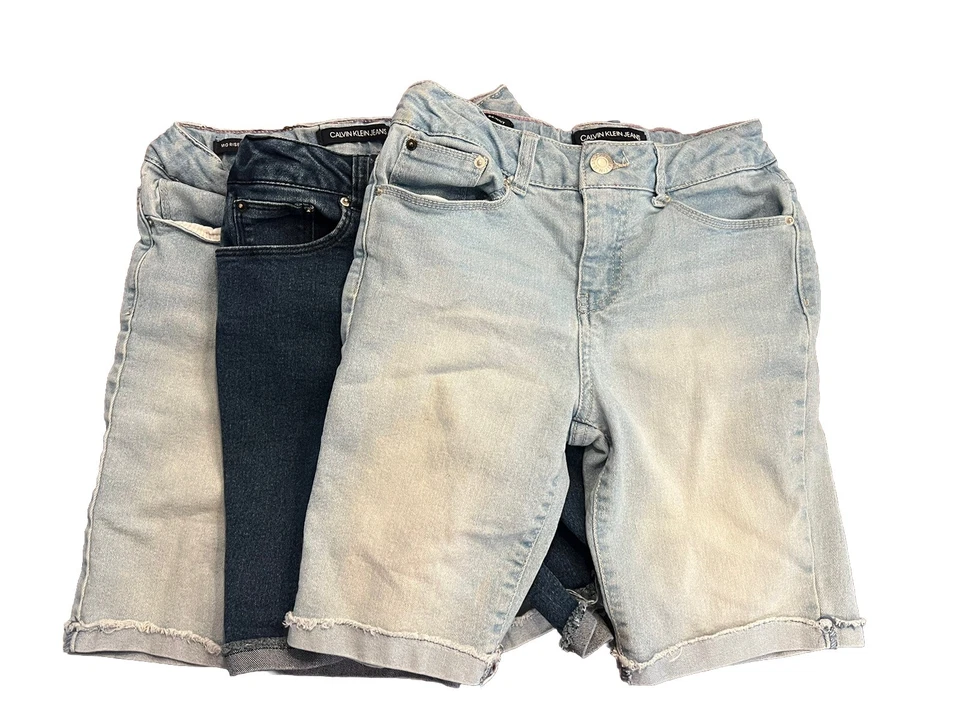 Lot of Girls Jean Shorts Calvin Klein Size 10 Mid Rise Skinny Adjust - Image 1 of 4