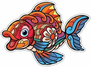 Cute Colorful Goldfish Zentangle Mandala Car Bumper Window Sticker Decal 5"X4" - Picture 1 of 1