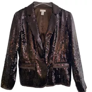 Neu mit Etikett Chico's braun Pailletten Smoking Sheron Jacke Einzelhandel $ 149 Chico Größe 0 normale Größe 4 - Bild 1 von 7
