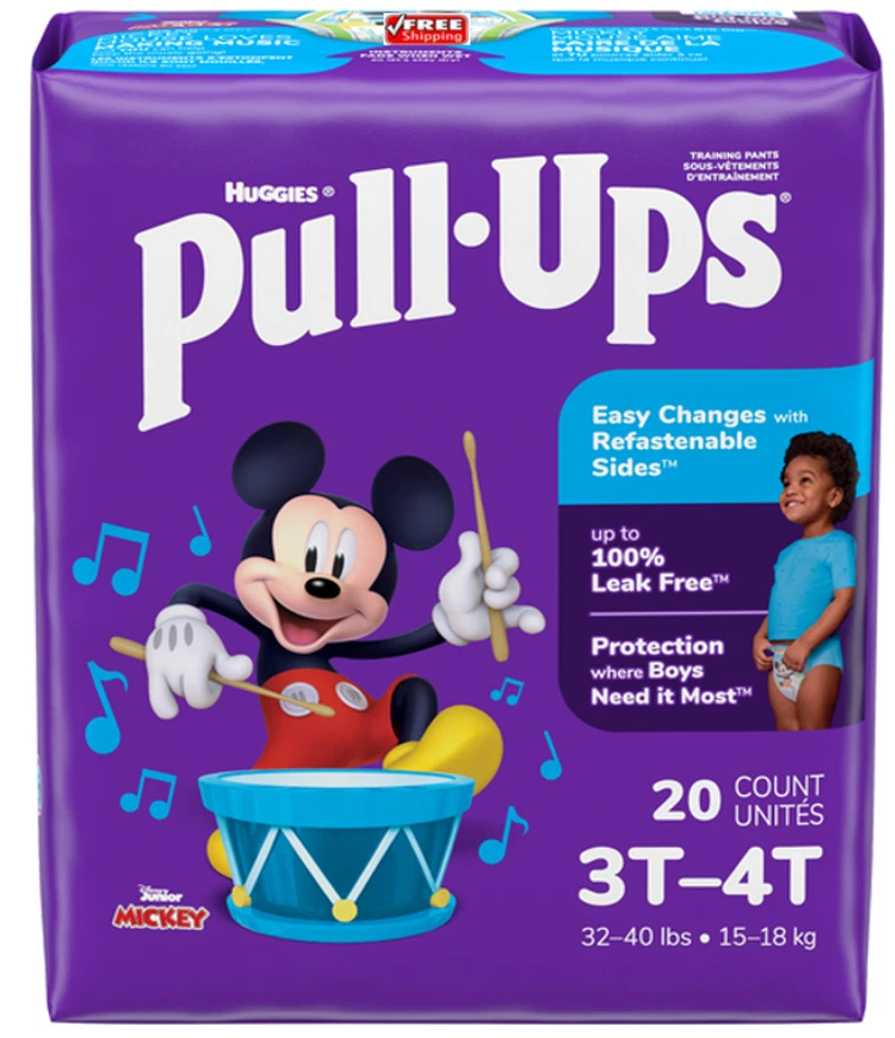 Huggies Pull-ups Size 3t-4t 32-40 Pounds Boy 20 Count Mickey Design