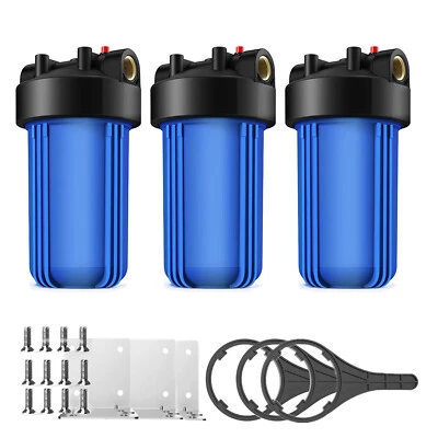 3Pack Big Blue Water Filter Housing for 4.5" x 10" Whole House Filtration System - Image 1 of 4