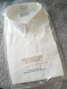 SALE!  NEW! ROUNDTREE & YORKE MEN'S 17/38 WHITE S/S DRESS SHIRT from DILLARD'S - Picture 1 of 6