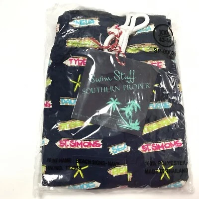 Southern Proper Men's Beach Signs Swimsuit Nautical Flags XXL 42-44 Navy Blue  - Image 1 of 3