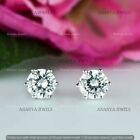 4 Ct Round Moissanite Solitaire 6-Prong Stud Earrings 14K White Gold Plated