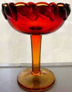 Indiana Glass Tiara Exclusive Ruby Sunset Desert Leaf Blossoms Ftd Bowl Compote - Picture 1 of 7