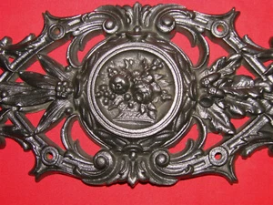 Antique plaque décoration fonte Art Déco - Fronton - Férronnerie- Porte Portail - Picture 1 of 12