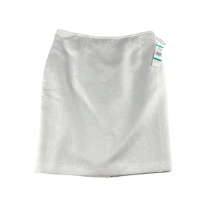 BLACK LABEL by EVAN PICONE White Jacquard Rose Pattern Pencil Skirt Size 16 - Picture 1 of 6