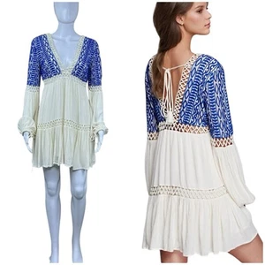 Free People Dusk Till Dawn besticktes Häkel-Minikleid Gr. 4 Boho Festival - Bild 1 von 23