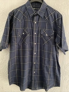 Men’s MWG Apparel Western Shirt Short Sleeved Opal Push Pop Buttons Size L - Picture 1 of 7