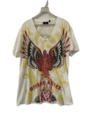 Christian Audigier божественный правитель графический футболка v-образным вырезом белый США размер L #80 - Изображение 1 из 4