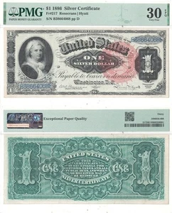 1886 $1 Silver Certificate Fr-217 PMG VF-30 EPQ - Picture 1 of 3