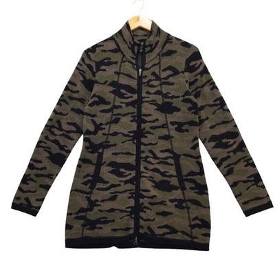 Cynthia Rowley Active Jacket Camouflage Print Zip Up Knit Cardigan Camo - Image 1 of 4