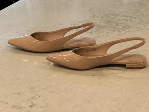 Madden Girl Delaney Pointed-Toe Slingback Pink Patent Flats Shoes Size 7.5 M - Picture 1 of 7