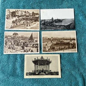 5 Postkarten von Southend auf See mit Menschen, Strand, Pier, Bandständer, Lot A4 - Bild 1 von 7