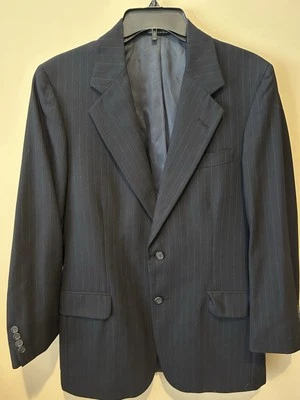 Abrigo de traje para hombre DAKS 100 % lana pura talla 40 negro con rayas.  Foto 1 de 2