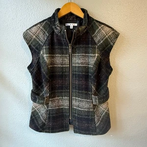 Cabi Women's Wool Blend Plaid Vest with Back Tie Size Medium - Picture 1 of 8