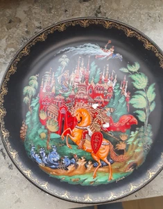Porzellan Wandteller Russische Märchen Paleh- Палех sehr schön Puschkin - Bild 1 von 4