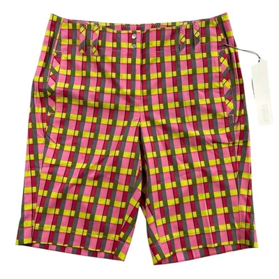 Pantalones Cortos Annika Sorenstam X Cutter & Buck Para Mujer 8 Bermudas a Cuadros Multicolor Golf Foto 1 de 4