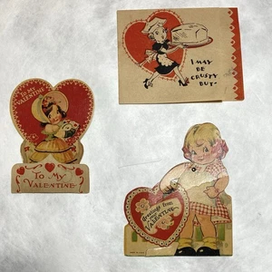Lote de 3 tarjetas de San Valentín vintage años 1930-1940  - Imagen 1 de 10