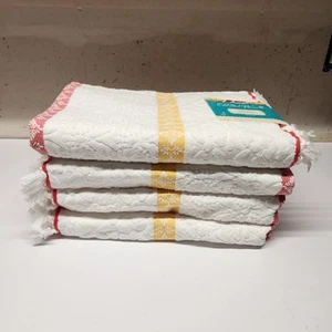 The Pioneer Woman stripe Velour coral 4 Bath Towels New - Picture 1 of 3