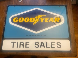 Vintage Original Goodyear Reifenverkauf Blechschild doppelseitig 60er Jahre 24”x18” - Bild 1 von 24