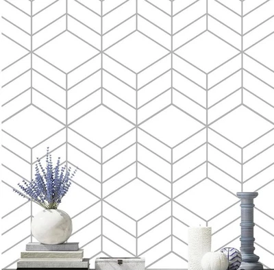 "Papel tapiz de vinilo resistente al agua pelar y pegar geométrico 8 rollos de 17,3""x118""" Foto 1 de 4