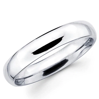 10K Solid White Gold 4mm Comfort Fit Men's and Women's Wedding Band Ring - Image 1 of 3